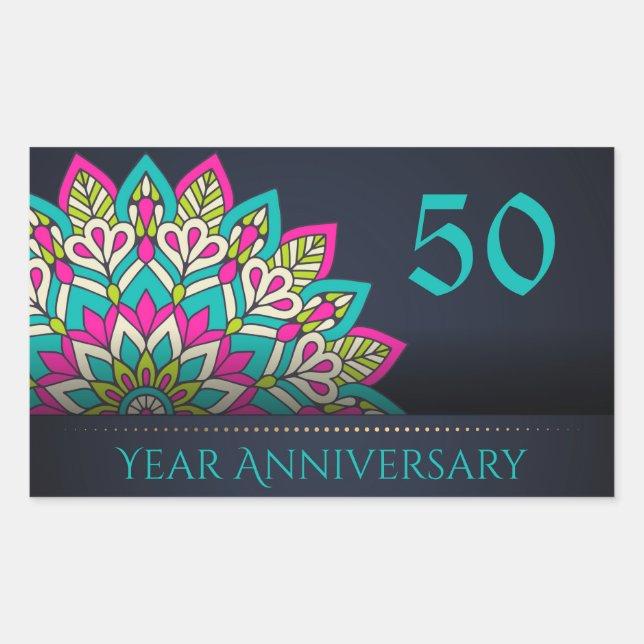 Sticker Rectangulaire Sceau d'enveloppe du 50e anniversaire (Devant)