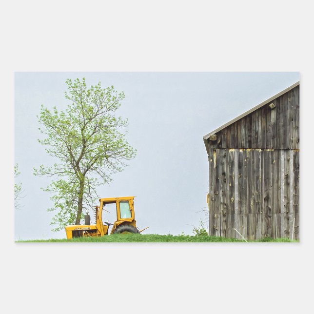 Sticker Rectangulaire Scène De Grange Avec Tracteur (Devant)