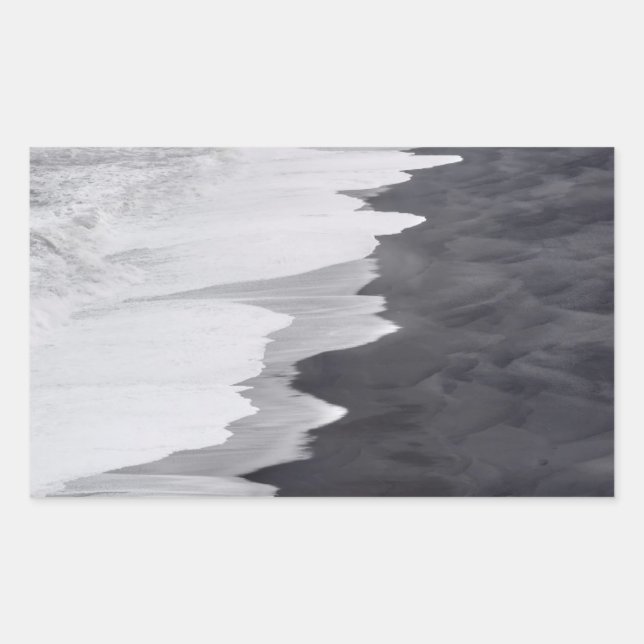 Sticker Rectangulaire Scène de plage en noir et blanc (Devant)