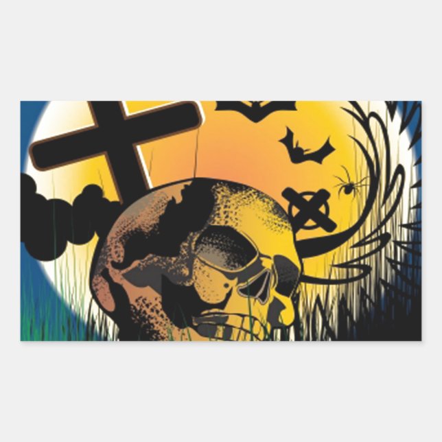 Sticker Rectangulaire Scène Halloween (Devant)