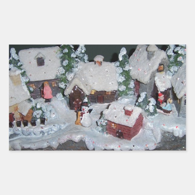 Sticker Rectangulaire Scène hivernale de vacances suédoise (Devant)