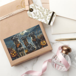 Sticker Rectangulaire Schnauzer Halloween Éffrayant