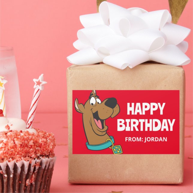 Sticker Rectangulaire Scooby-Doo Joyeux Visage | Joyeux anniversaire (Fête)