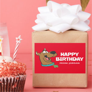 Sticker Rectangulaire Scooby-Doo Joyeux Visage   Joyeux anniversaire