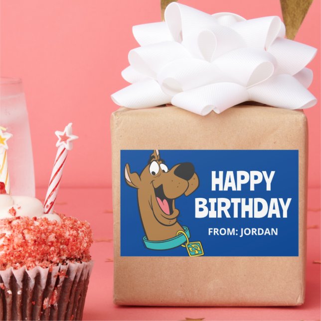 Sticker Rectangulaire Scooby-Doo Joyeux Visage | Joyeux anniversaire (Fête)