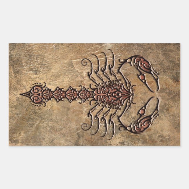 Sticker Rectangulaire Scorpion Tribal Rough (Devant)