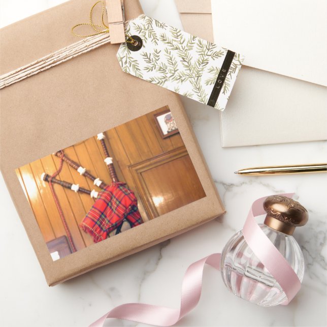 Sticker Rectangulaire Scotland Bagpipe Tartan Plaid Instrument de musiqu (Cadeaux)