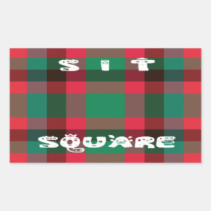 Sticker Rectangulaire Scottish Royal À damiers Tartan Plaid avec texte