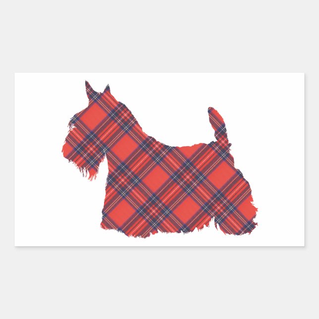 Sticker Rectangulaire Scottish Terrier Tartan Silhouette (Devant)