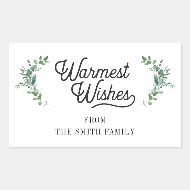 Sticker Rectangulaire Script moderne Nom de famille Holiday (Devant)