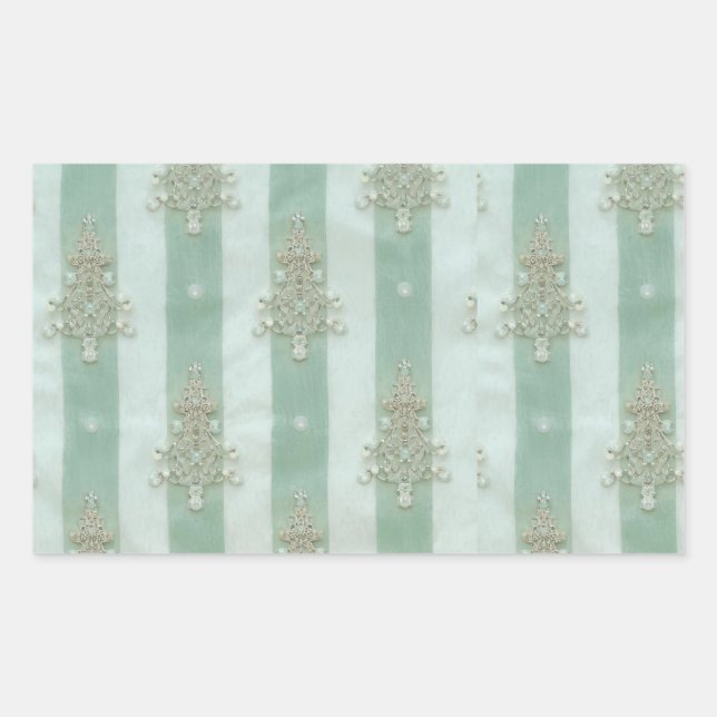 Sticker Rectangulaire Seafoam Stiped Velvet-Look Diamond Trees (Devant)