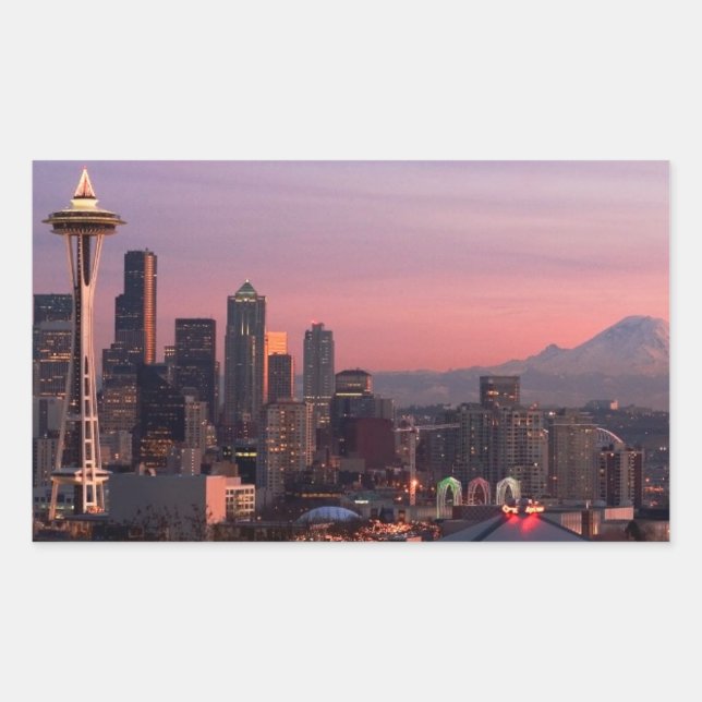 Sticker Rectangulaire Seattle depuis Kerry Park. (Devant)