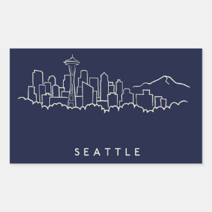 Sticker Rectangulaire Seattle Skyline