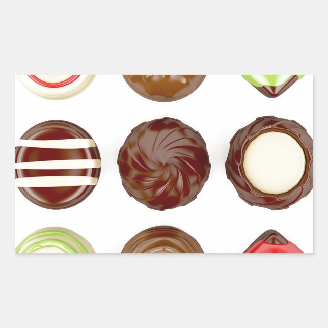 Sticker Rectangulaire Sélection de bonbons au chocolat (Devant)