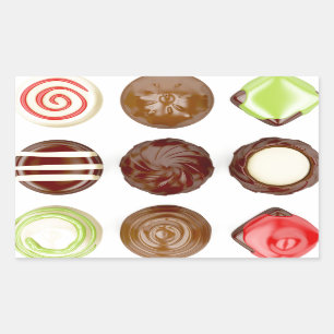 Sticker Rectangulaire Sélection des bonbons au chocolat