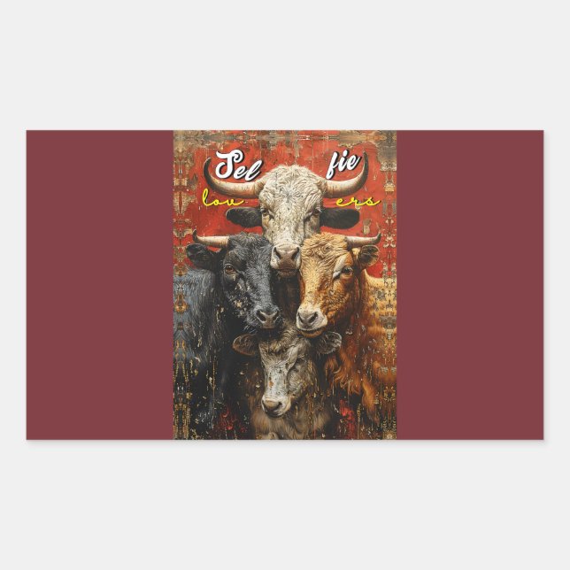 Sticker Rectangulaire Selfie Lovers Vaches (Devant)