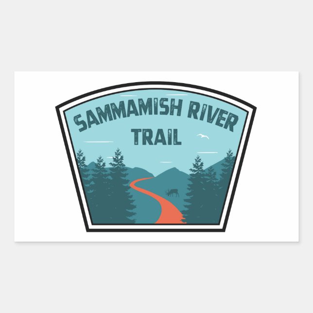 Sticker Rectangulaire Sentier de la rivière Sammamish Washington (Devant)