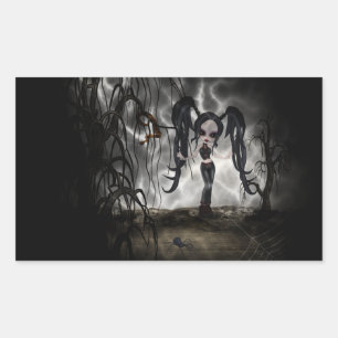 Sticker Rectangulaire Sepia Goth Girl Vignette