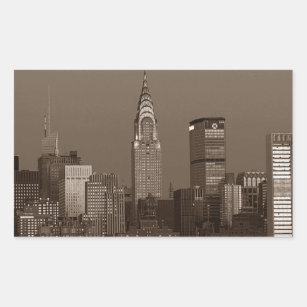 Sticker Rectangulaire Sepia New York