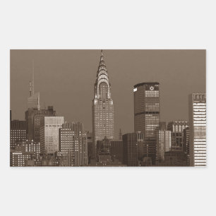 Sticker Rectangulaire Sepia New York