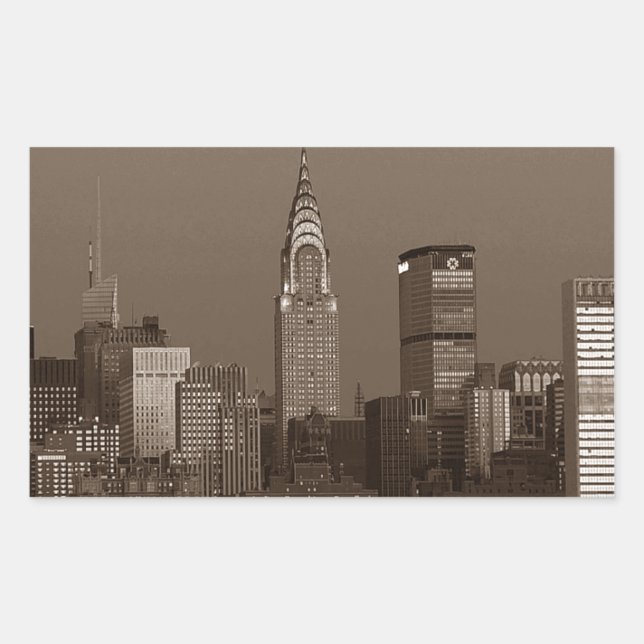 Sticker Rectangulaire Sepia New York (Devant)
