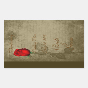 Sticker Rectangulaire Sepia Spot Couleur Rouge Rosebud Mariage Vin2