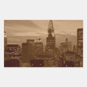Sticker Rectangulaire Sepia Tone New York