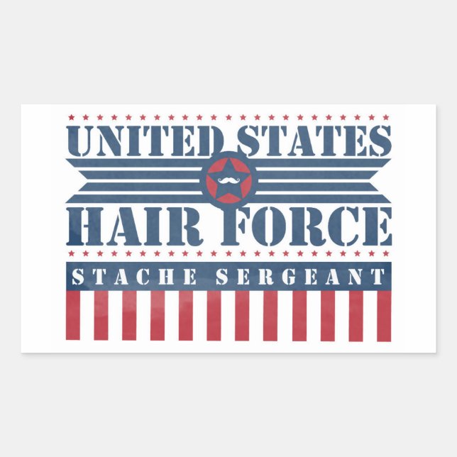 Sticker Rectangulaire Sergent Stache de l'armée des cheveux des États-Un (Devant)