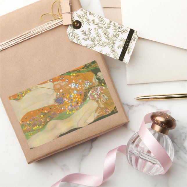 Sticker Rectangulaire Serpents d'eau II par Gustav Klimt, Art Nouveau (Cadeaux)