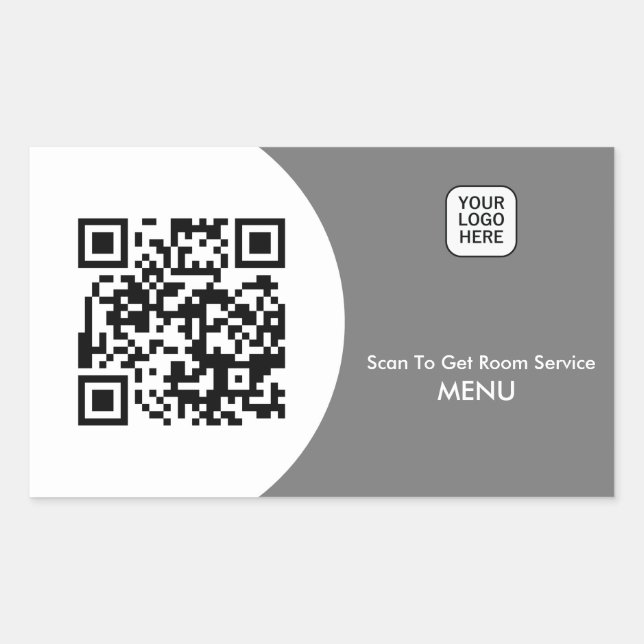Sticker Rectangulaire Service d'étage personnalisé Menu QR Code (Devant)