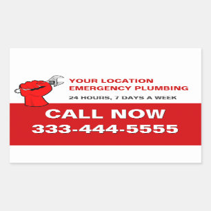 STICKER RECTANGULAIRE SERVICES DE PLUMBAGE ET PLUMBERS LOCAUX D'URGENCE