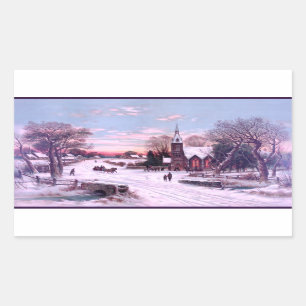 Sticker Rectangulaire Services religieux le matin de la veille de Noël