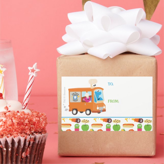Sticker Rectangulaire Sesame Street Cookie Monster Foodie Camion (Fête)