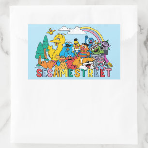 Sticker Rectangulaire Sesame Street Vague Arc-en-ciel