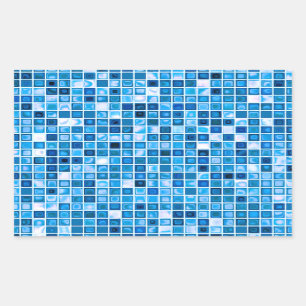Sticker Rectangulaire Shades of Blue 'Watery' Mosaic Tiles Pattern