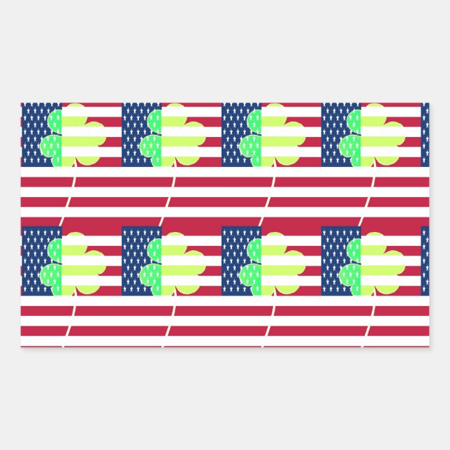 Sticker Rectangulaire Shamrock du drapeau irlandais américain Clover St. (Devant)