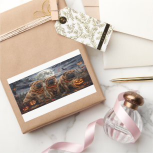 Sticker Rectangulaire Shar Pei Halloween Éffrayant