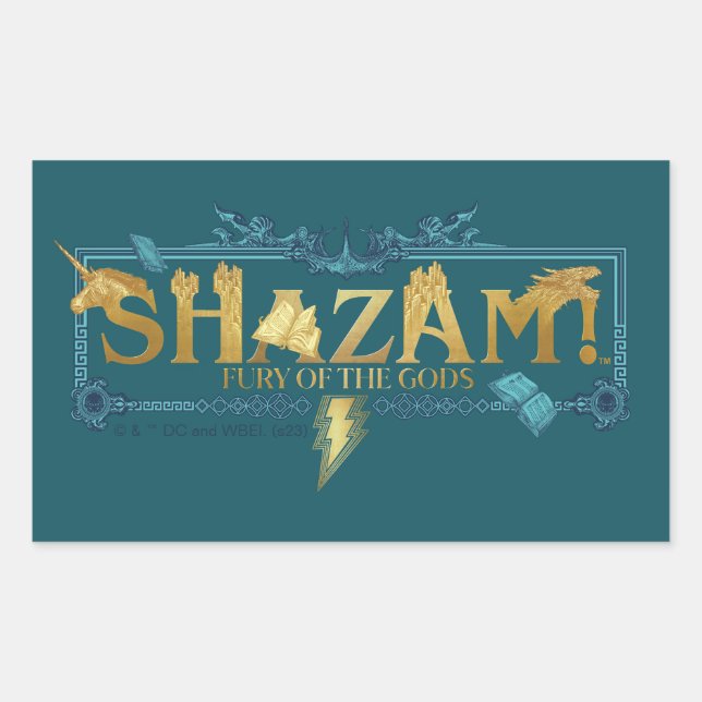 Sticker Rectangulaire SHAZAM ! Furie des dieux | Logo mythique (Devant)