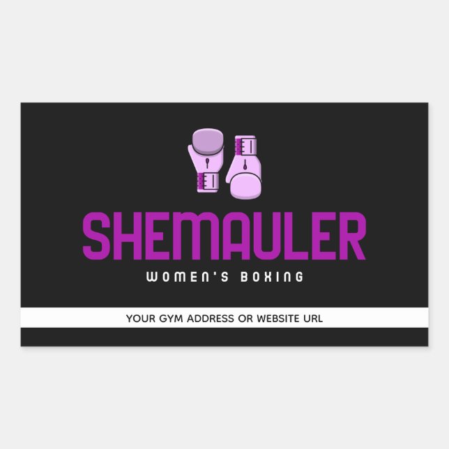 Sticker Rectangulaire Shemauler Femen Boxe Gants De Boxe Rose (Devant)