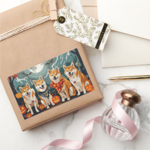 Sticker Rectangulaire Shiba Inu Halloween Épouvantable