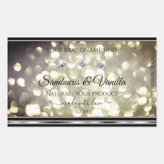 Sticker Rectangulaire Shimmery Platinum Parties scintillant Produit Étiq (Devant)