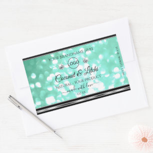 Sticker Rectangulaire Shimmery Turquoise Parties scintillant Produit Éti