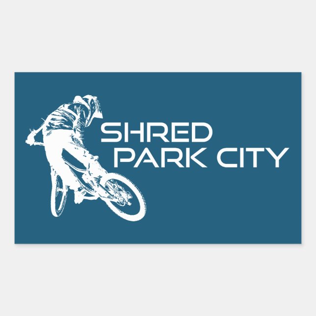 Sticker Rectangulaire Shred Park City VTT Utah (Devant)