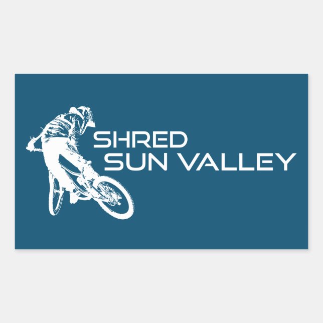 Sticker Rectangulaire Shred Sun Valley Idaho Mountain Vélo (Devant)