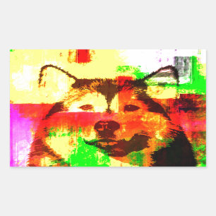 Sticker Rectangulaire Sibérie Husky Chig Art