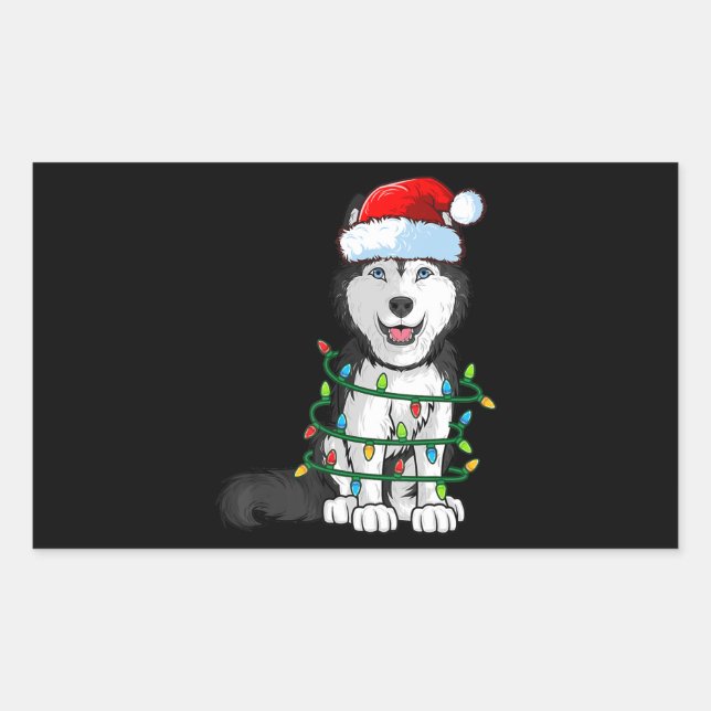 Sticker Rectangulaire Sibérien Husky Noël Noël Noël Noël Noël Noël Noël  (Devant)