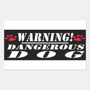 Sticker Rectangulaire Signal d'avertissement   Chien dangereux
