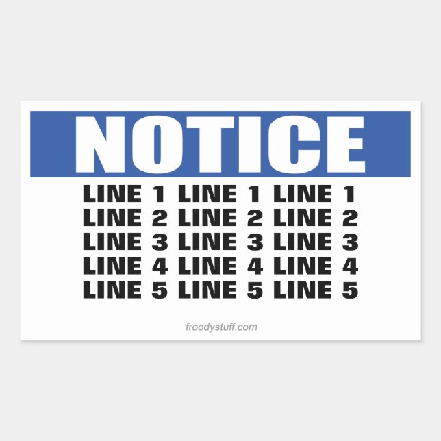 Sticker Rectangulaire Signal d'avis (max 5 lignes) (Devant)