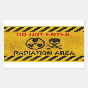 Sticker Rectangulaire Signal de danger de rayonnement personnalisable