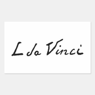 Sticker Rectangulaire signature de Léonard de Vinci autographe peintre c